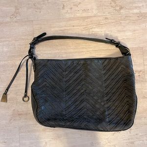 Black rivet leather handbag - Charcoal Grey